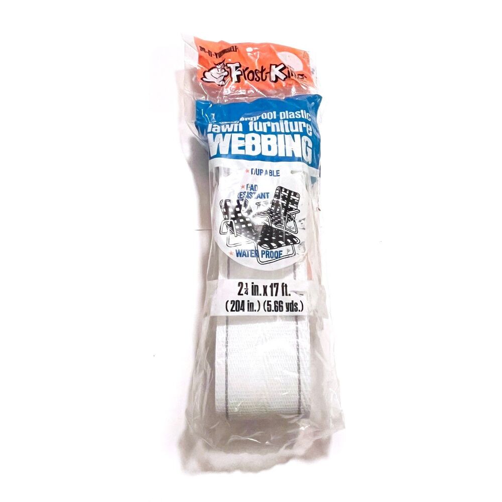 FROST KING Lawn Furniture Webbing 2 1/4"x 17 ft PW17 WHITE with Grey Stripes